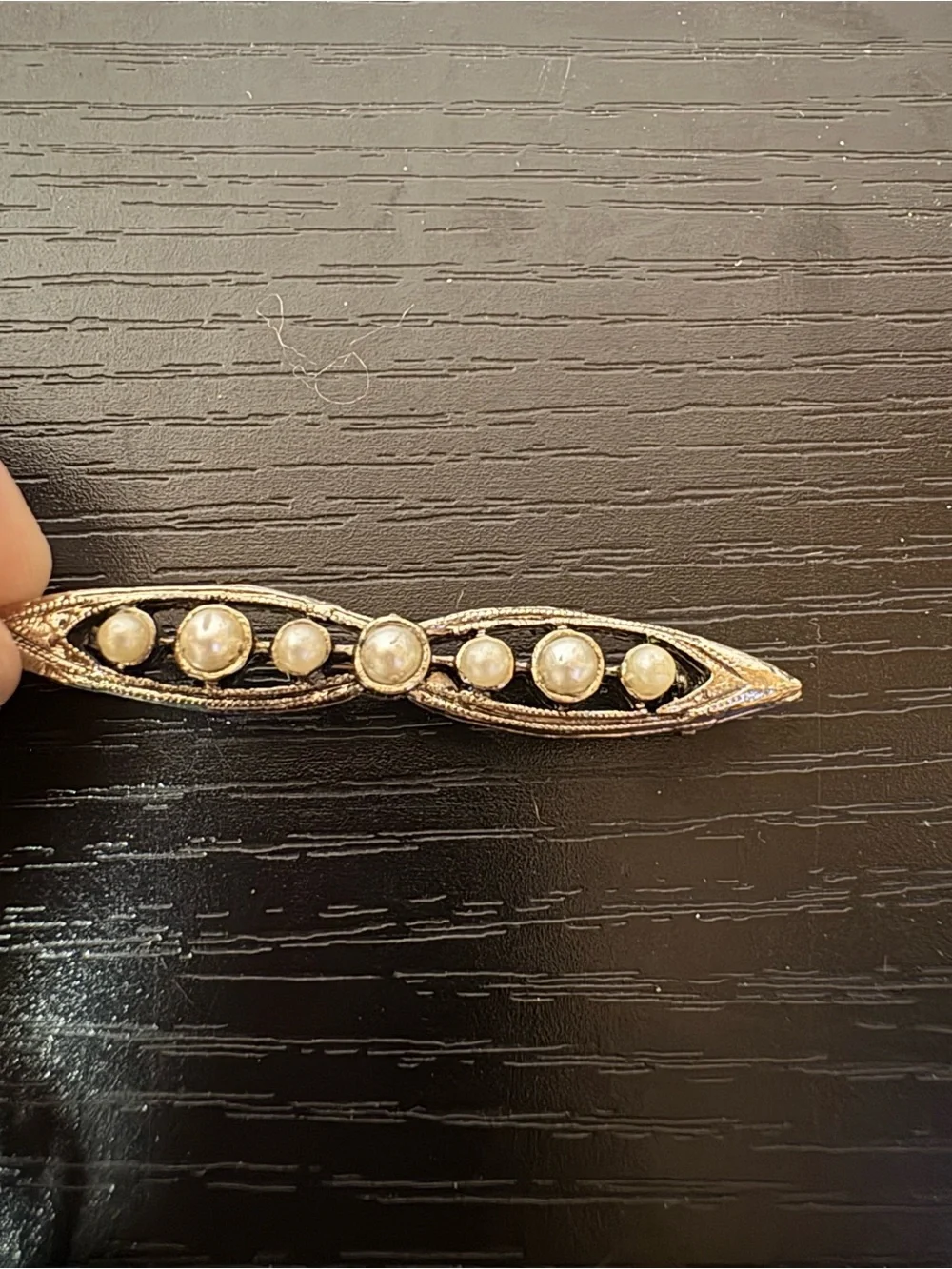 Ornate Brooch Pin Lot Faux Pearl Black Cabochon Floral Filigree